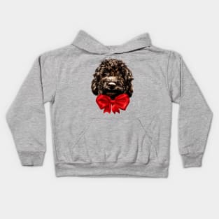 Dog Cute Vintage Puppy Pet with Red Bow Kids Hoodie